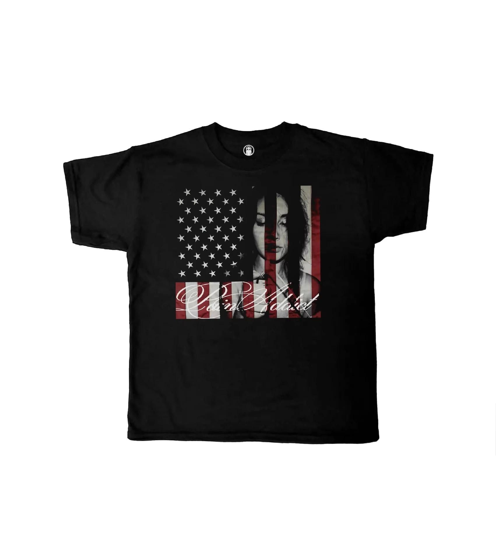 T-shirt personnalisé en coton pur, tendance rétro sombre, ample et original, imprimé hip-hop, à manc