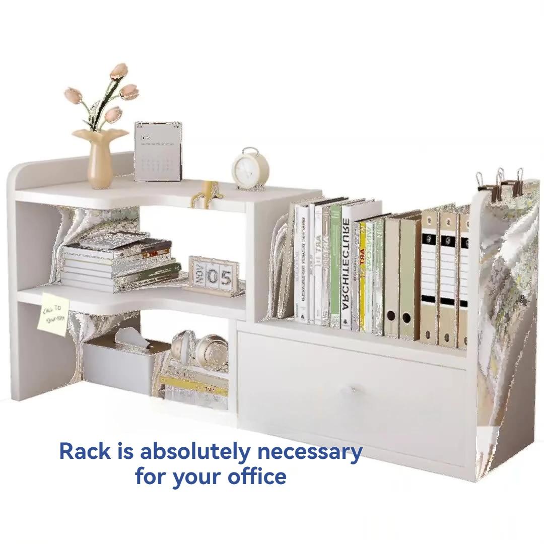 Bibliothèque de bureau, étagères de rangement multicouches, étagères évolutives, boîtes de rangement