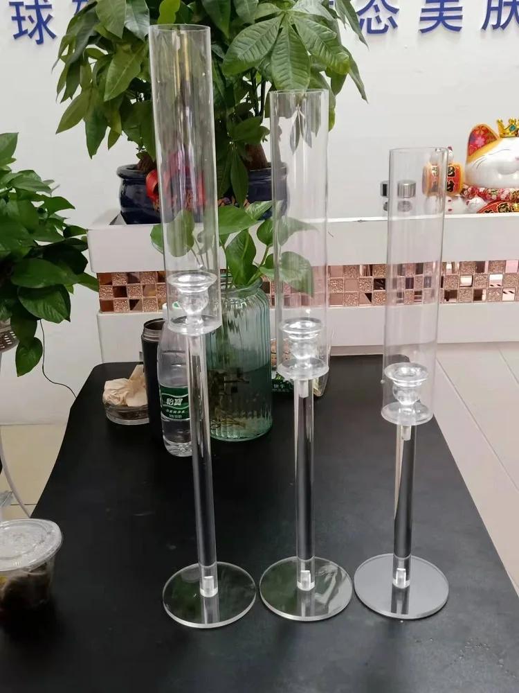 Bougeoirs en cristal, 3 pièces, chandelier en acrylique, plomb de route, centres de table, décoratio