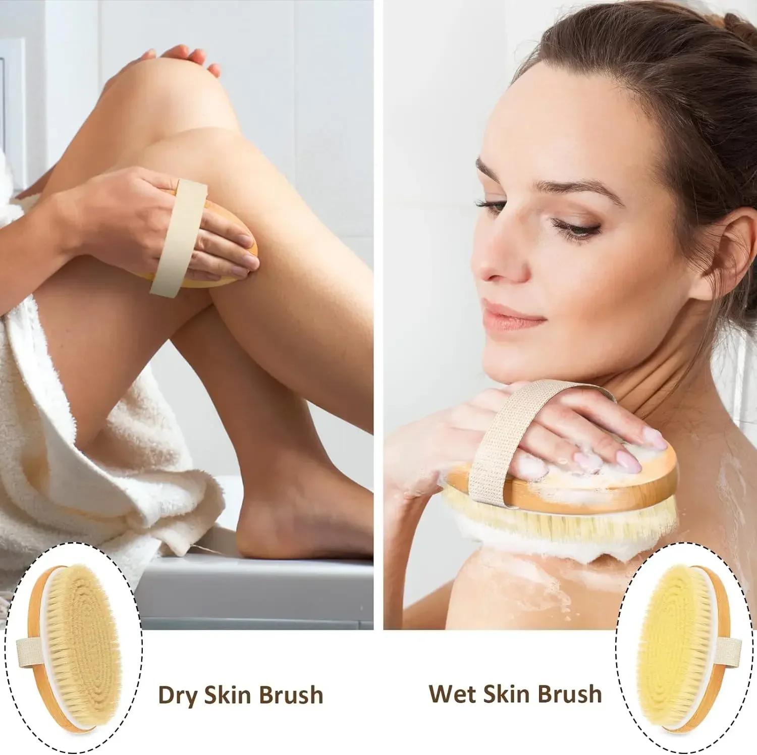 Brosses pour le corps sec, épurateurs exfoliants pour le corps, poils naturels pour peau sèche, amél