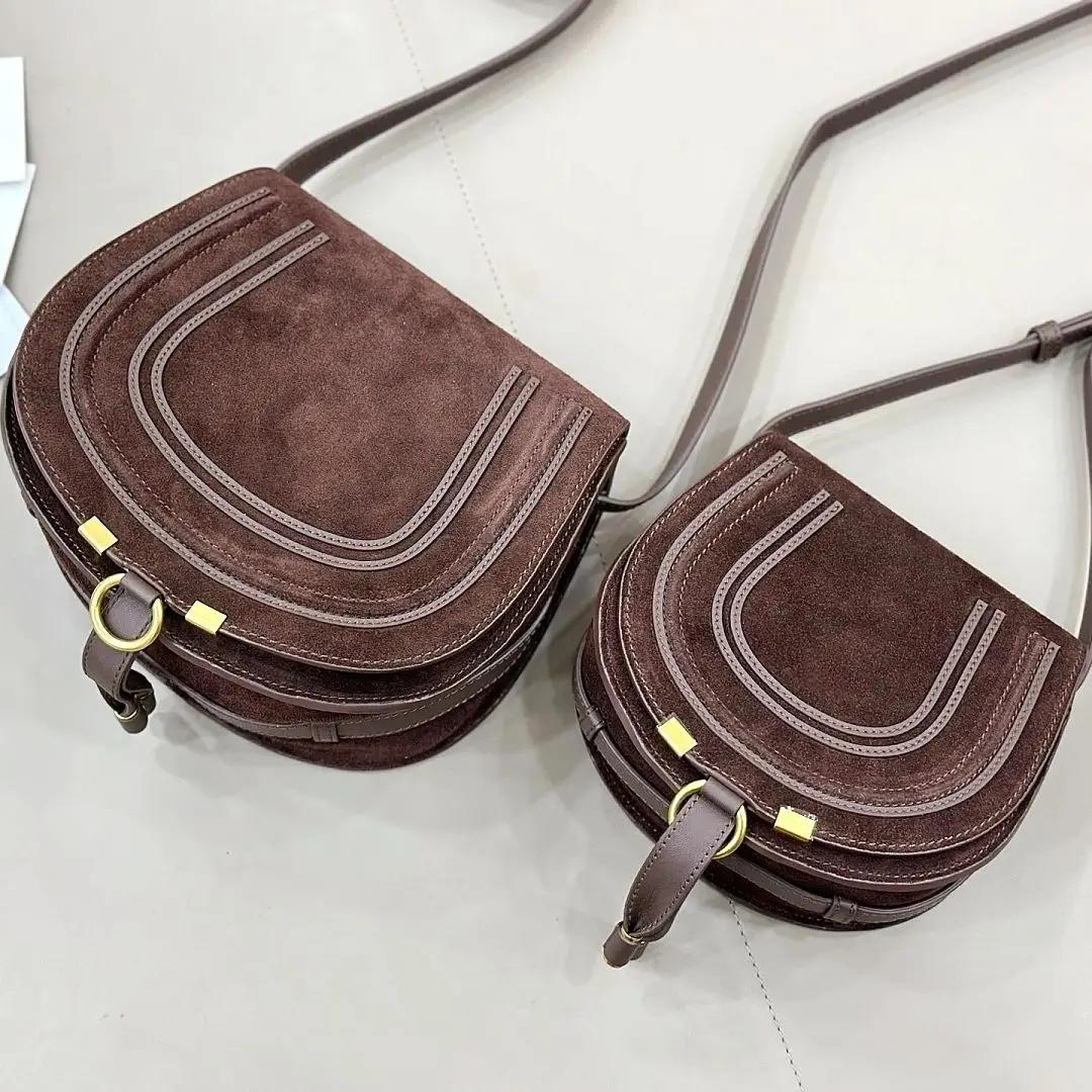 Sac bandoulière rétro en daim, sac à main vintage en cuir de vachette, sac bandoulière classique en