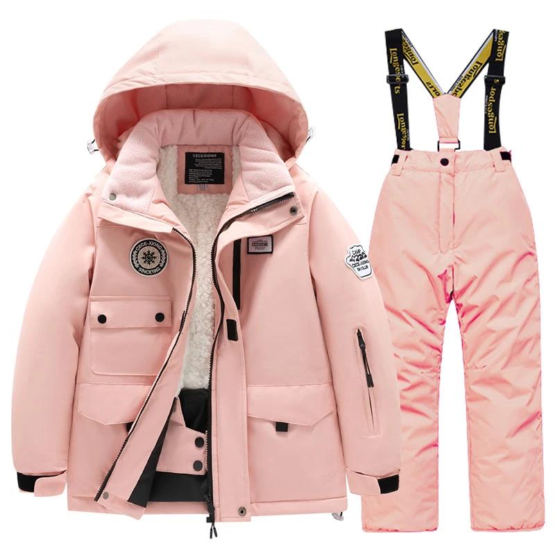 Combinaison de ski d'hiver pour enfants - Manteau épais coupe-vent imperméable neige garçons filles