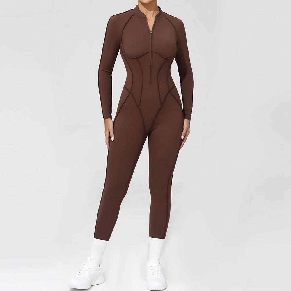 Fitness à manches longues sport combinaison Yoga costume ensemble de gymnastique body femmes vêtemen