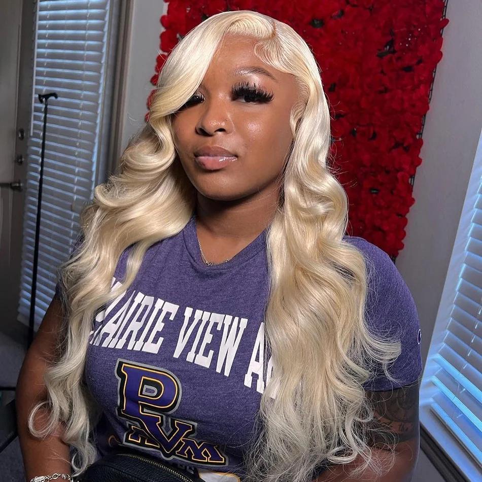 Perruque Lace Front Blonde 613 en Cheveux Humains, Perruque Frontale HD 13x6, Perruque Lace Front On