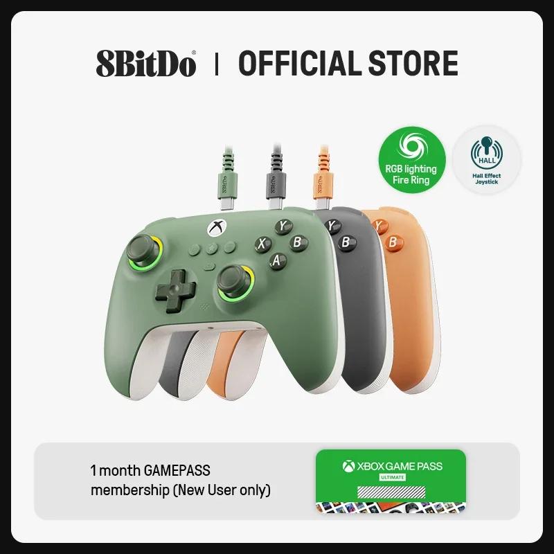 Contrôleur de jeu filaire 8BitDo Ultimate C pour Xbox, anneau de feu d'éclairage RVB et manettes à e