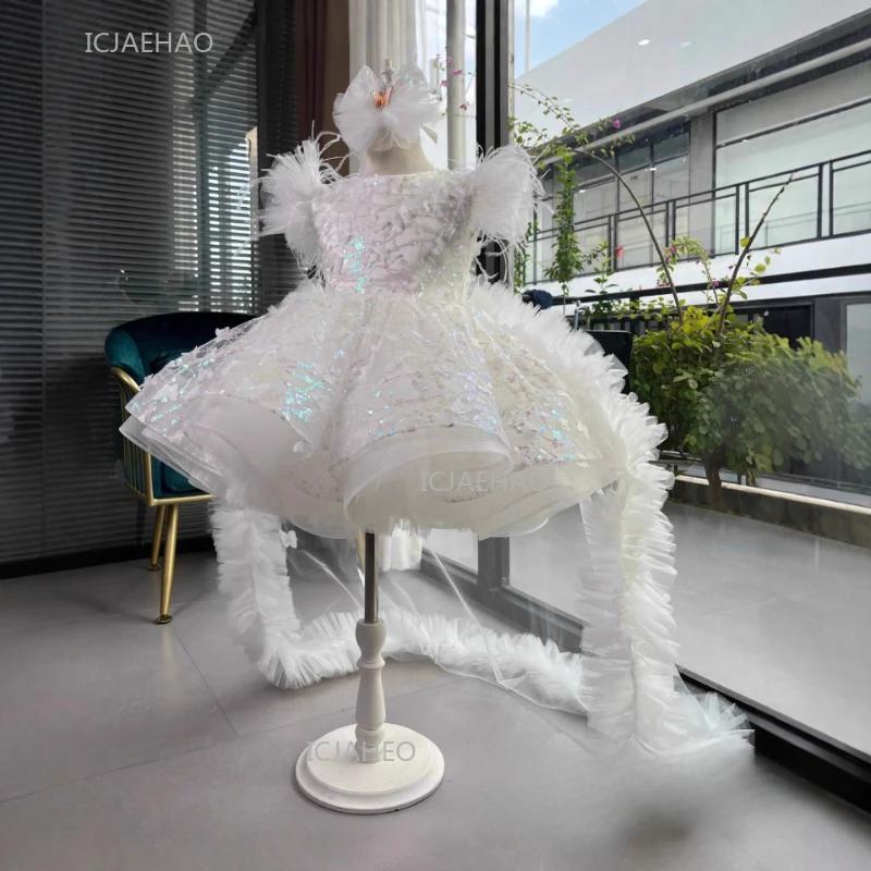 Robe de soirée pour filles, vêtements de princesse pour premier anniversaire, Costume en Tulle à pai