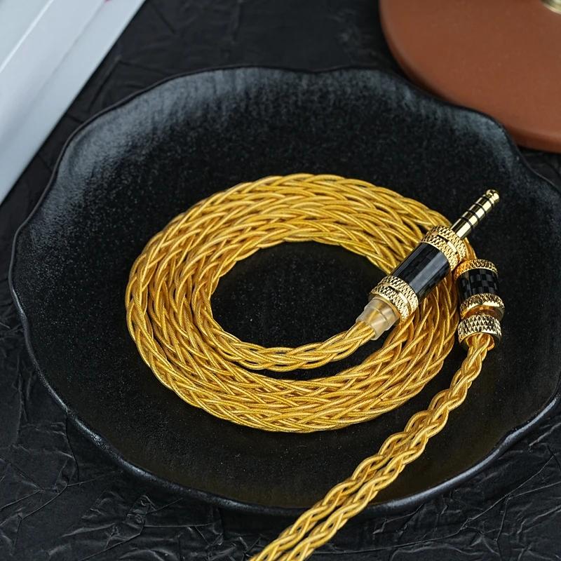 XINHS-Câble de mise à niveau pour écouteurs plaqué or, 8 cœurs, 7N, cuivre monocristallin, 3.5mm, 2.