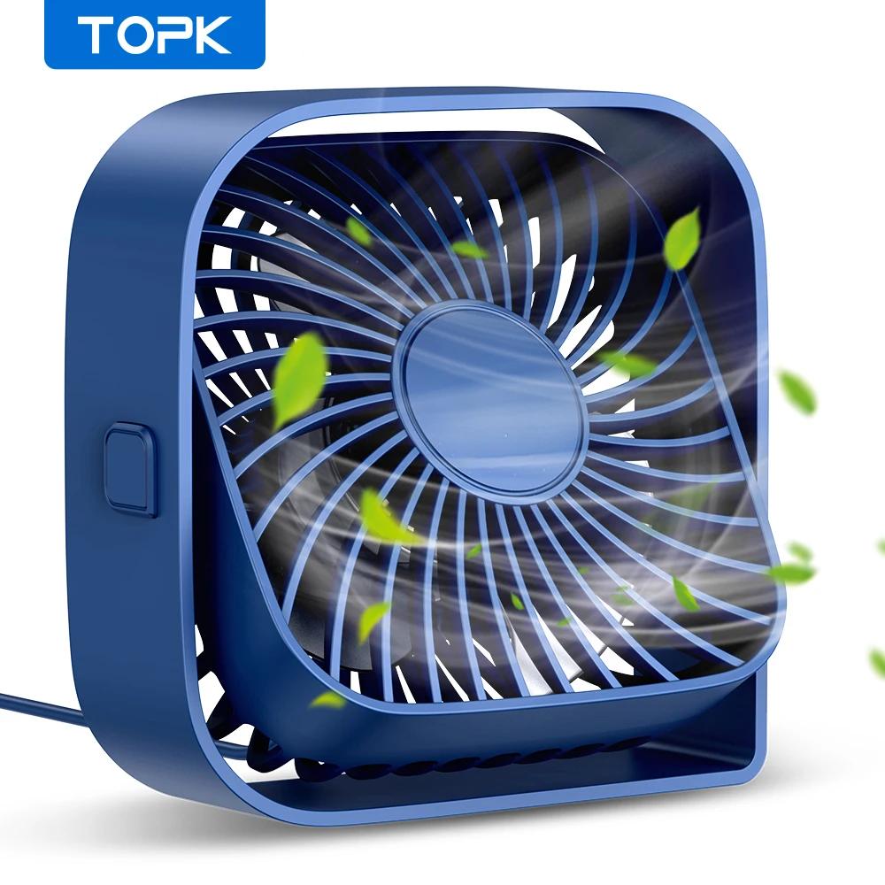 TOPK Mini ventilateur portable, table de ventilateur de bureau USB, ventilateur personnel silencieux