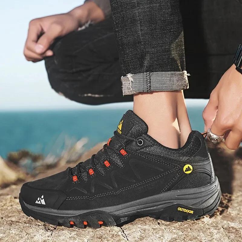 HIKEUP-Chaussures de Randonnée en Cuir pour Homme, Baskets de Trekking Touristique, d'Escalade, de J