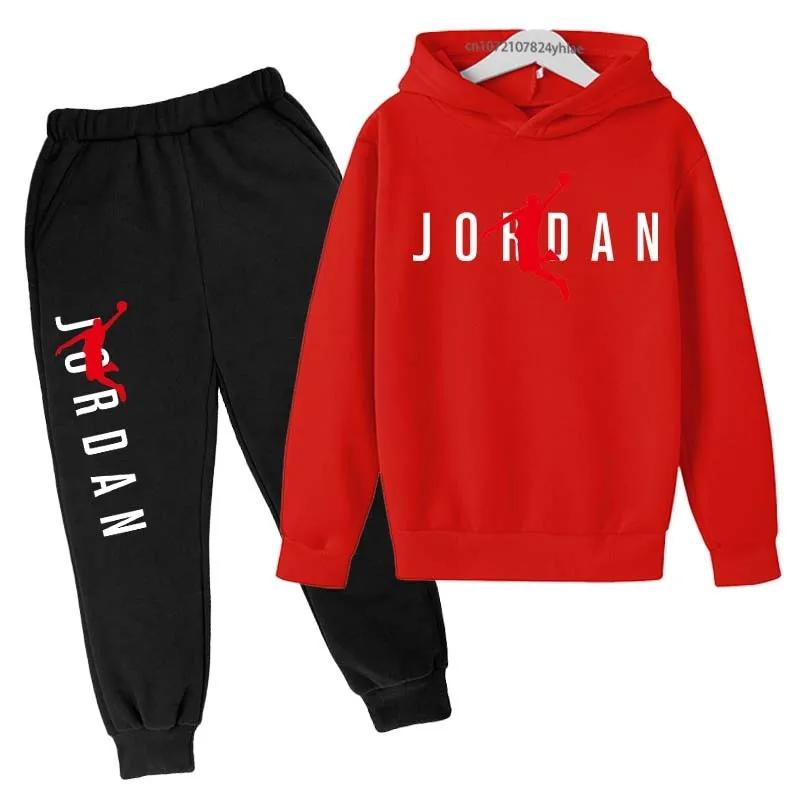 Enfants loisirs lettre imprimer 2 pièces sweat à capuche + pantalon survêtements 3-13 ans garçons fi