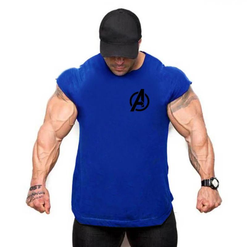Chemise musculation homme ourlet incurvé fibre coton stringer gym fitness été 2023