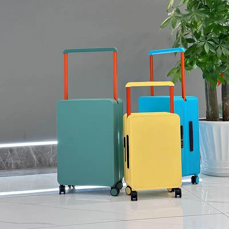 Valise à traction large, valise à tirer pour femme, valise de voyage pour homme, vérifiée en boîte,