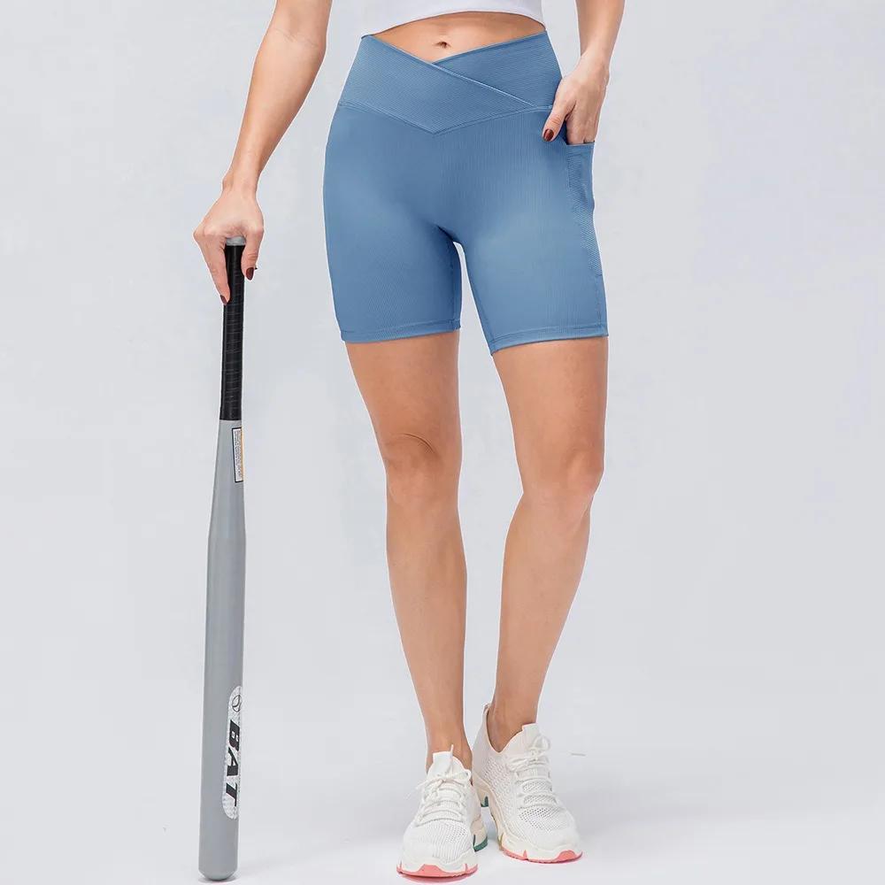 Shorts de yoga taille haute pour femmes avec poches, effet push-up, ajustés pour le fitness et la co