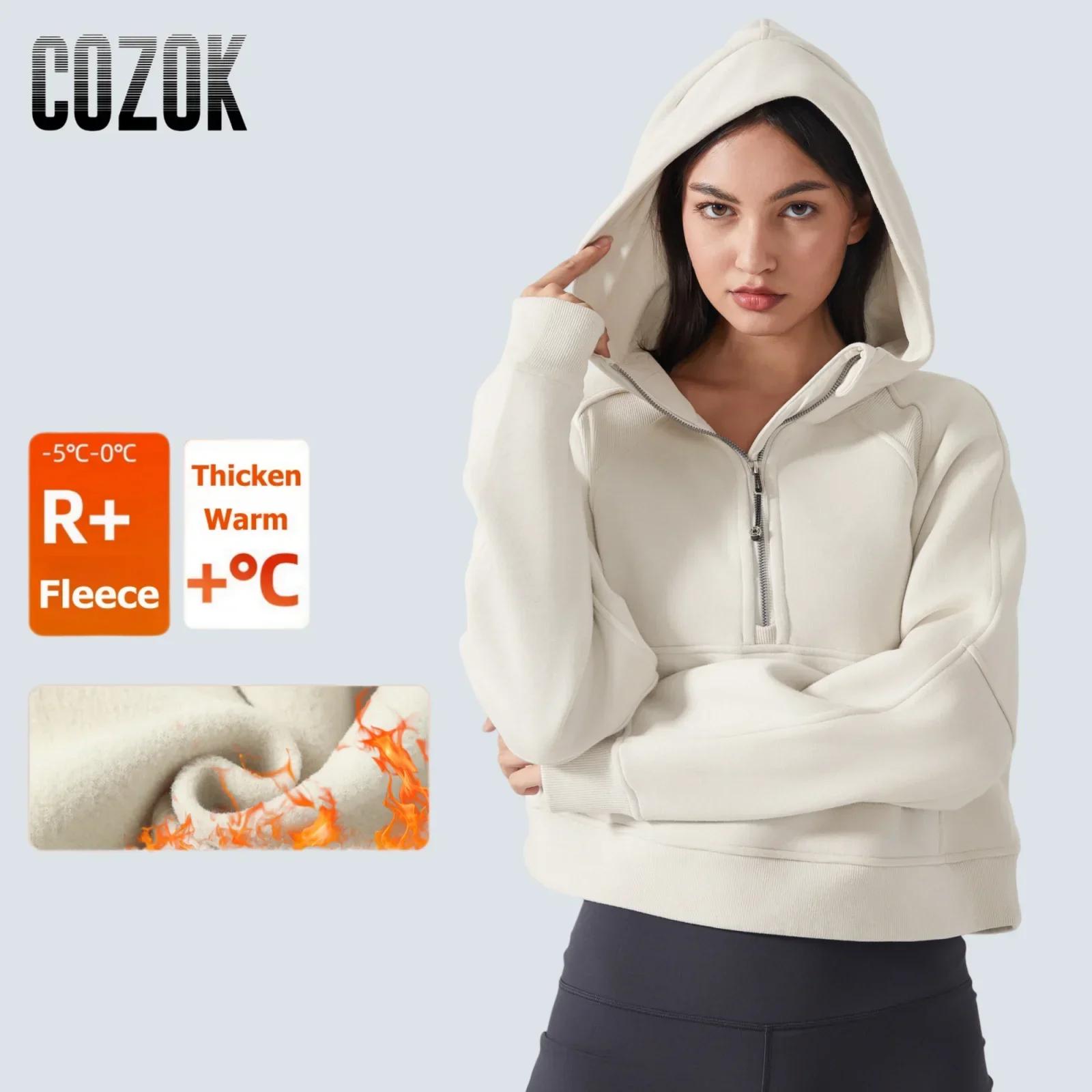 Sweats à capuche demi-zip Smile pour femmes, sweat-shirt chaud, veste de sport avec trou pour les po