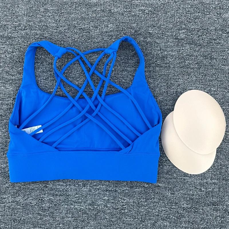 Soutien-gorge de Sport Anti-transpiration pour femmes, haut de Yoga, antichoc, haut court, dos crois