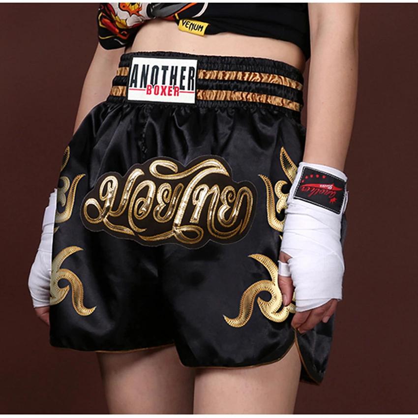 Short Muay Thai MMA brodé bon marché pour hommes femmes enfants entraînement boxe