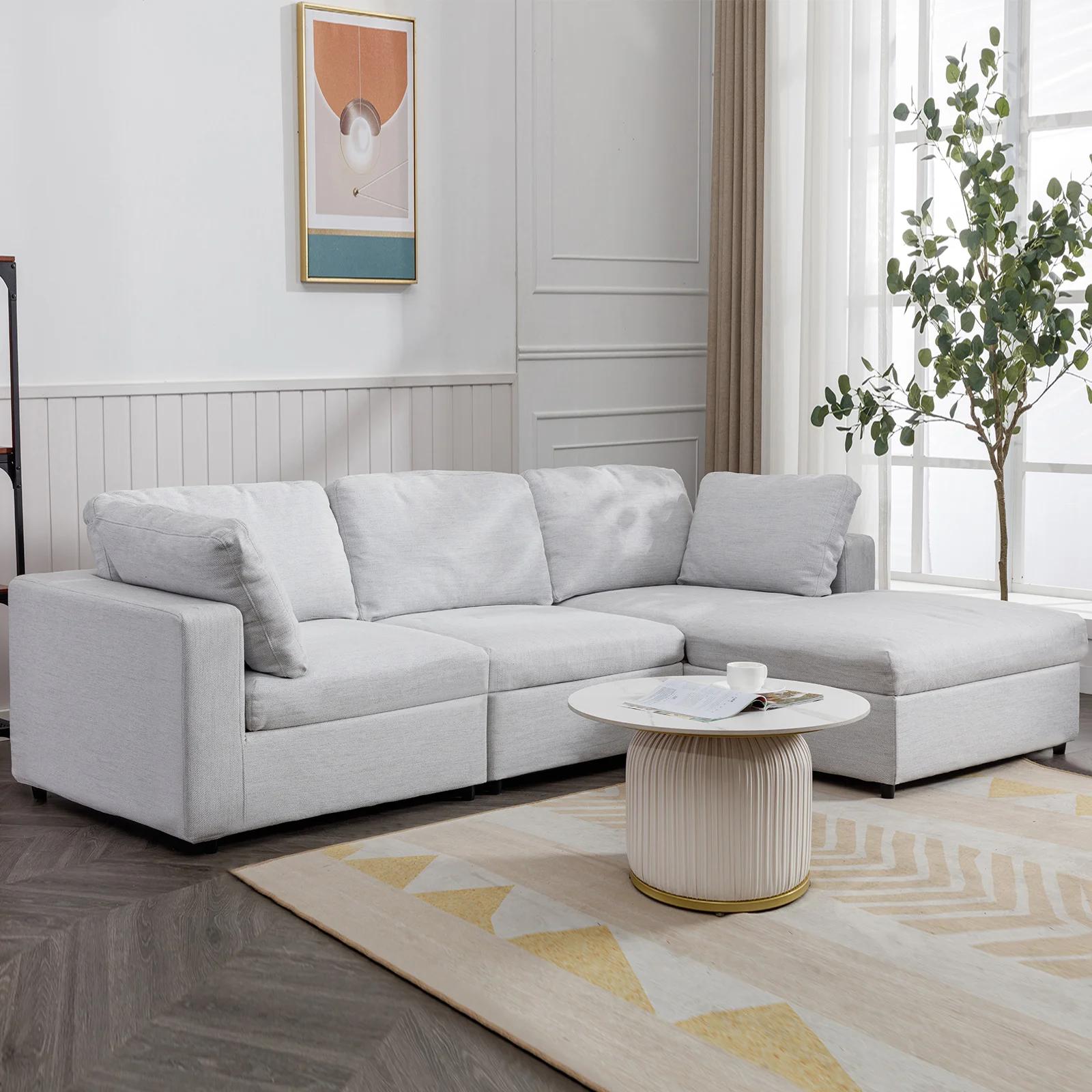 HORGgland-Canapé sectionnel en forme de L avec 2 coussins gratuits, chaise droite, O, 107 po