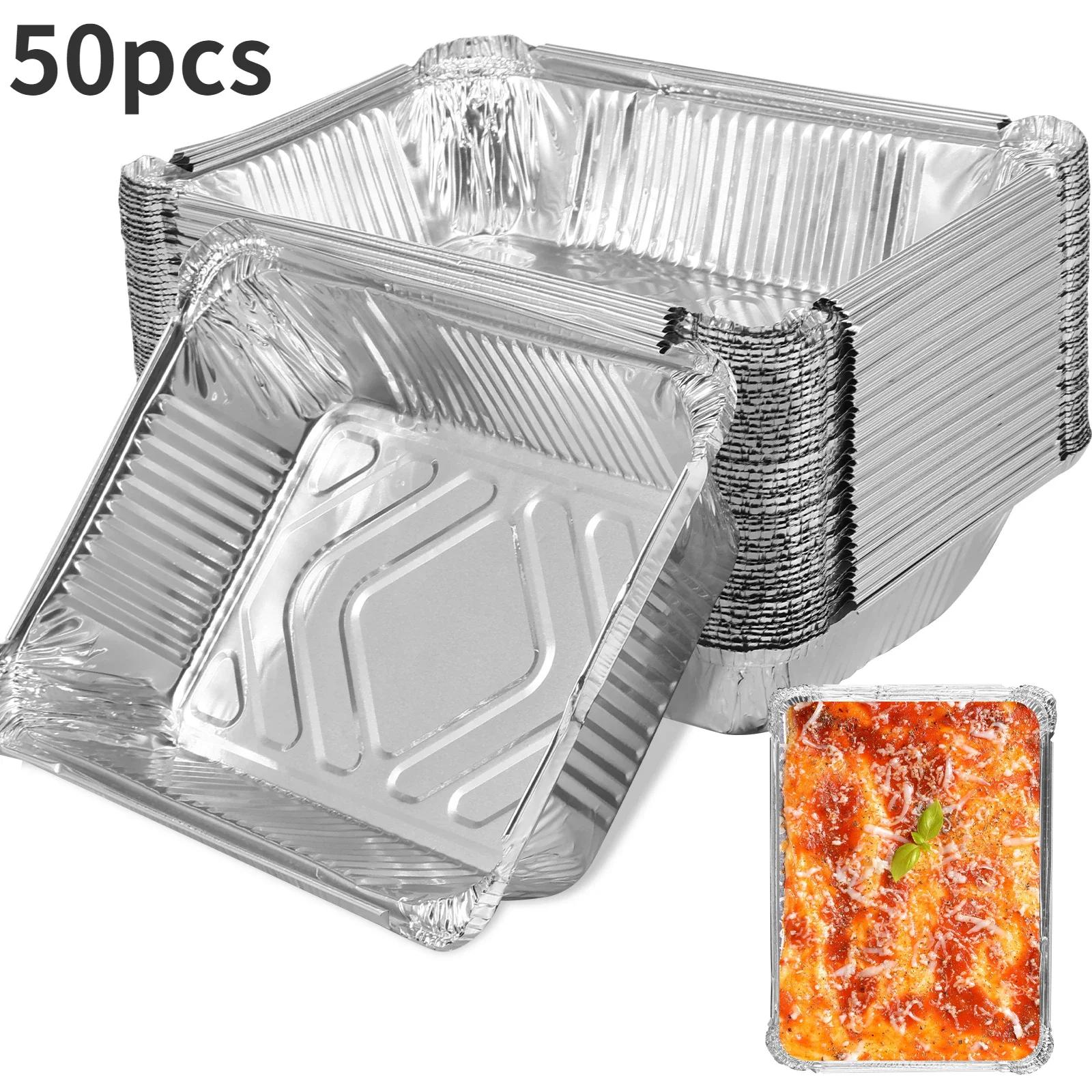 Plateaux en aluminium antiadhésifs de 1100ml, 50 pièces, moules de cuisson en aluminium réutilisable