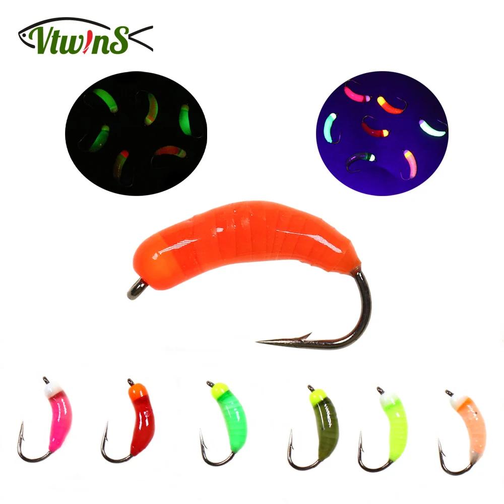 Vtwins 4 pêche sur glace lumineux tungstène perle tête nymphe Bug ver mouche Caddis larve insectes a