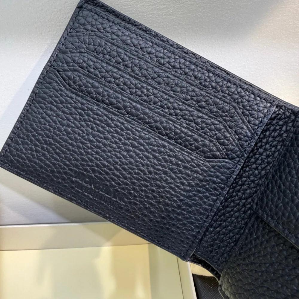 Portefeuille court de luxe pour homme, portefeuille à deux volets, marque de créateur, texture en cu