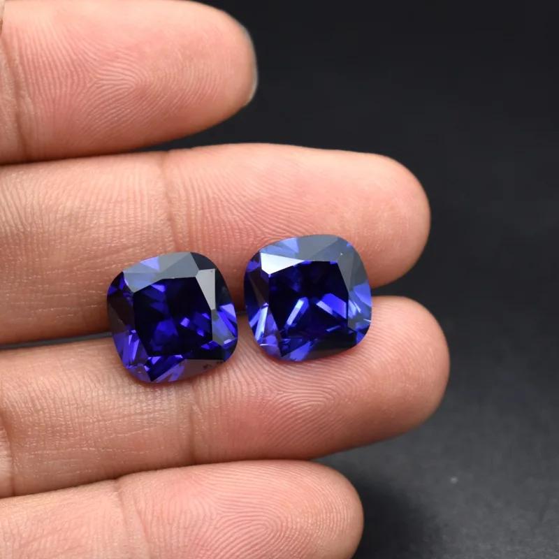 Saphir bleu tanzanite naturel, taille coussin, qualité AAAA+, 12×12mm, 10,50 carats, pierre précieus