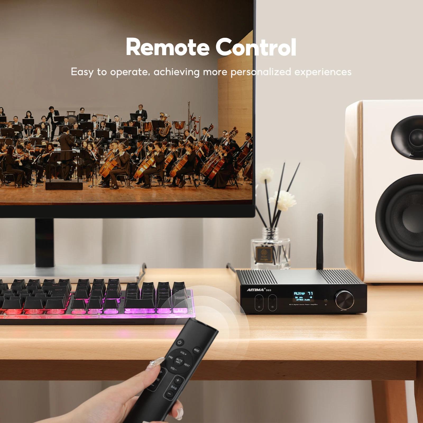Amplificateur Bluetooth AIYIMA D03 150Wx2 Stéréo HiFi Amplificateur de son Subwoofer USB DAC OLED AP