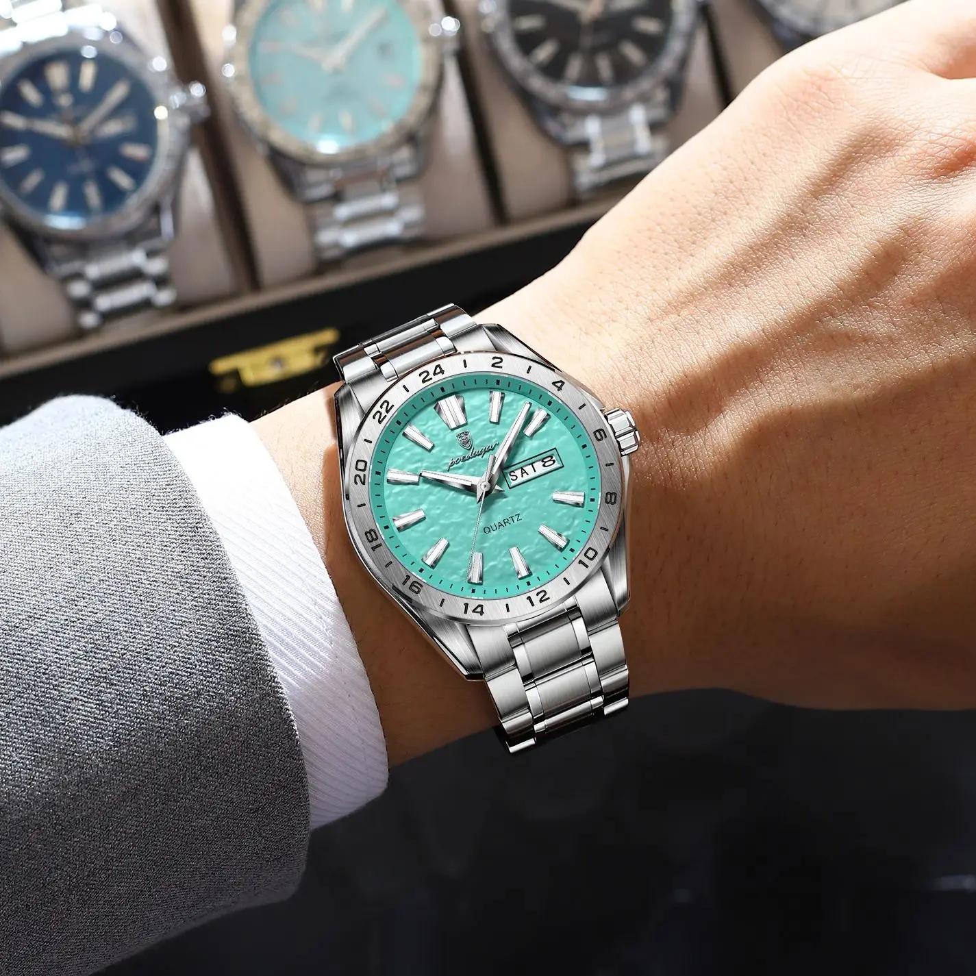 Montre homme POEDAGAR, mode exquise, haute qualité, étanche, lumineuse, montre de travail pour homme