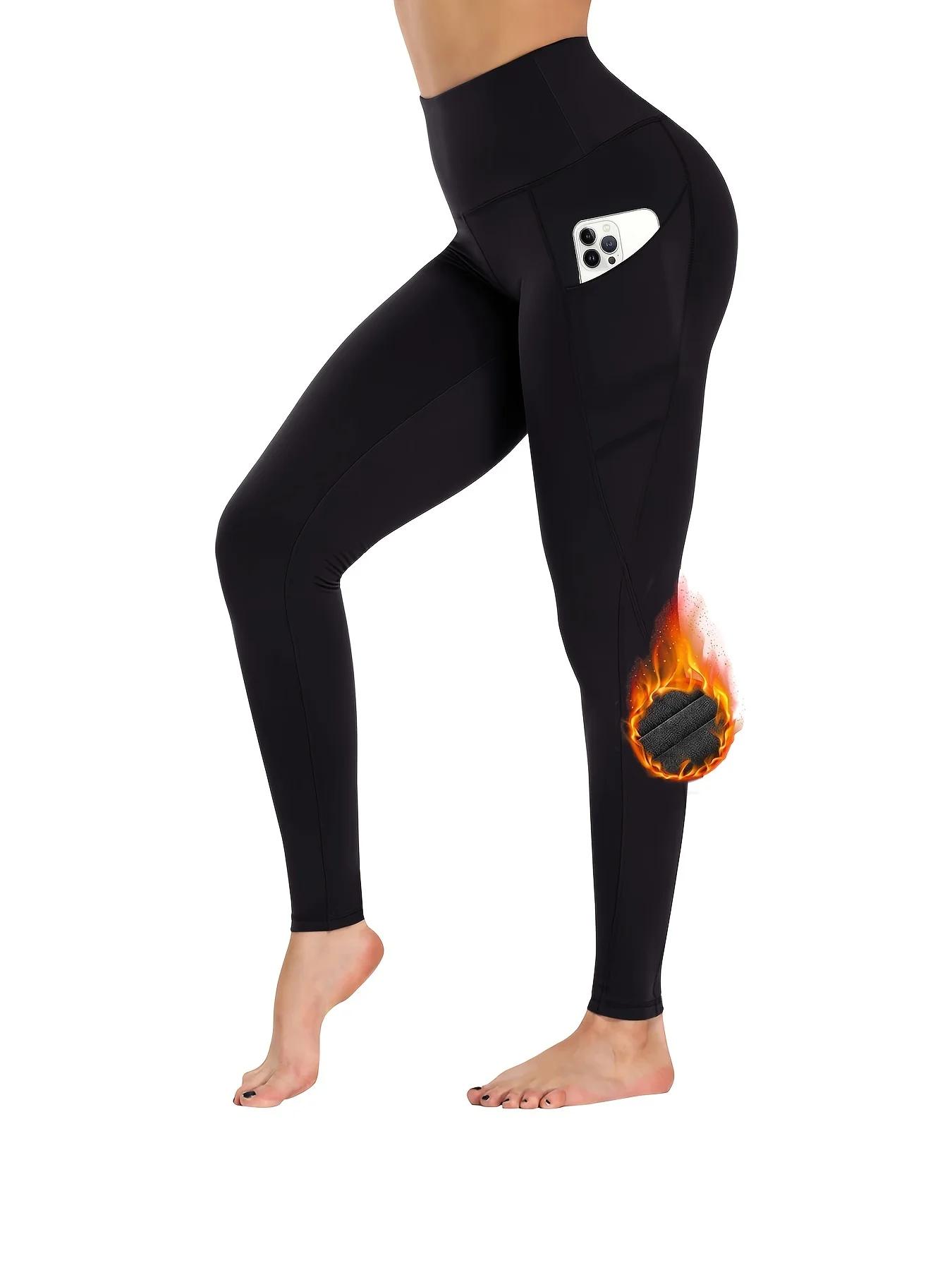 Leggings doublés polaire avec poches - Confort chaud pour yoga hiver femme