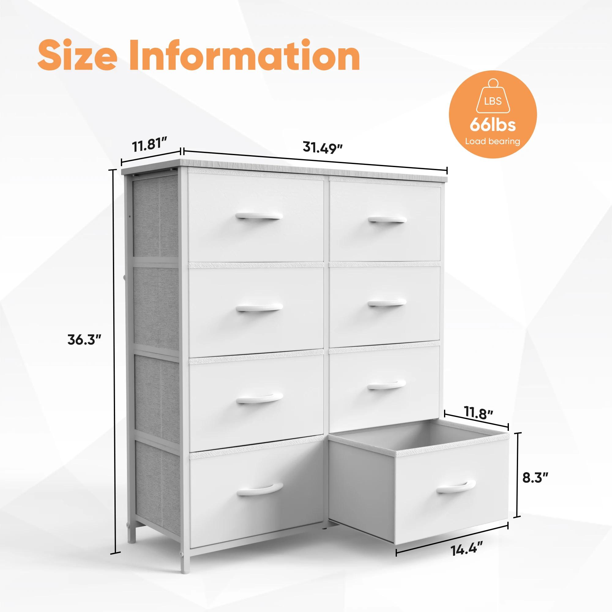 JIAN-Armoire de Rangement pour Chambre d'Enfant, 8 Tiroirs de Proximité en Tissu, Cadre en Acier, Pl