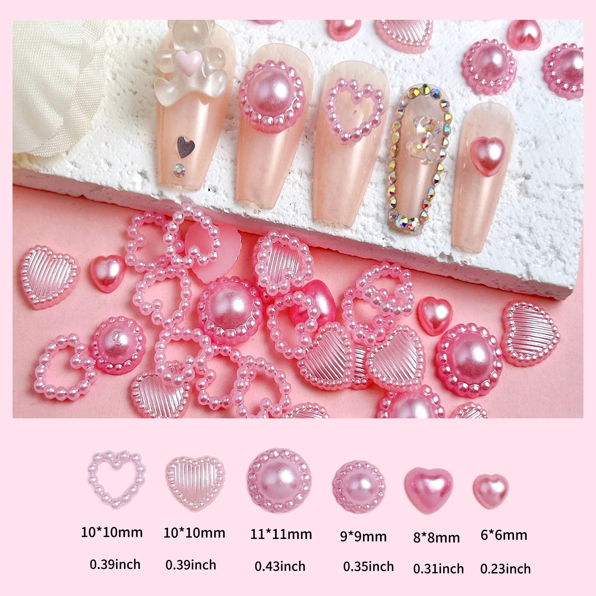 Breloques rondes minimalistes pour ongles, couleur unie, tournesol, perles artificielles réalistes,