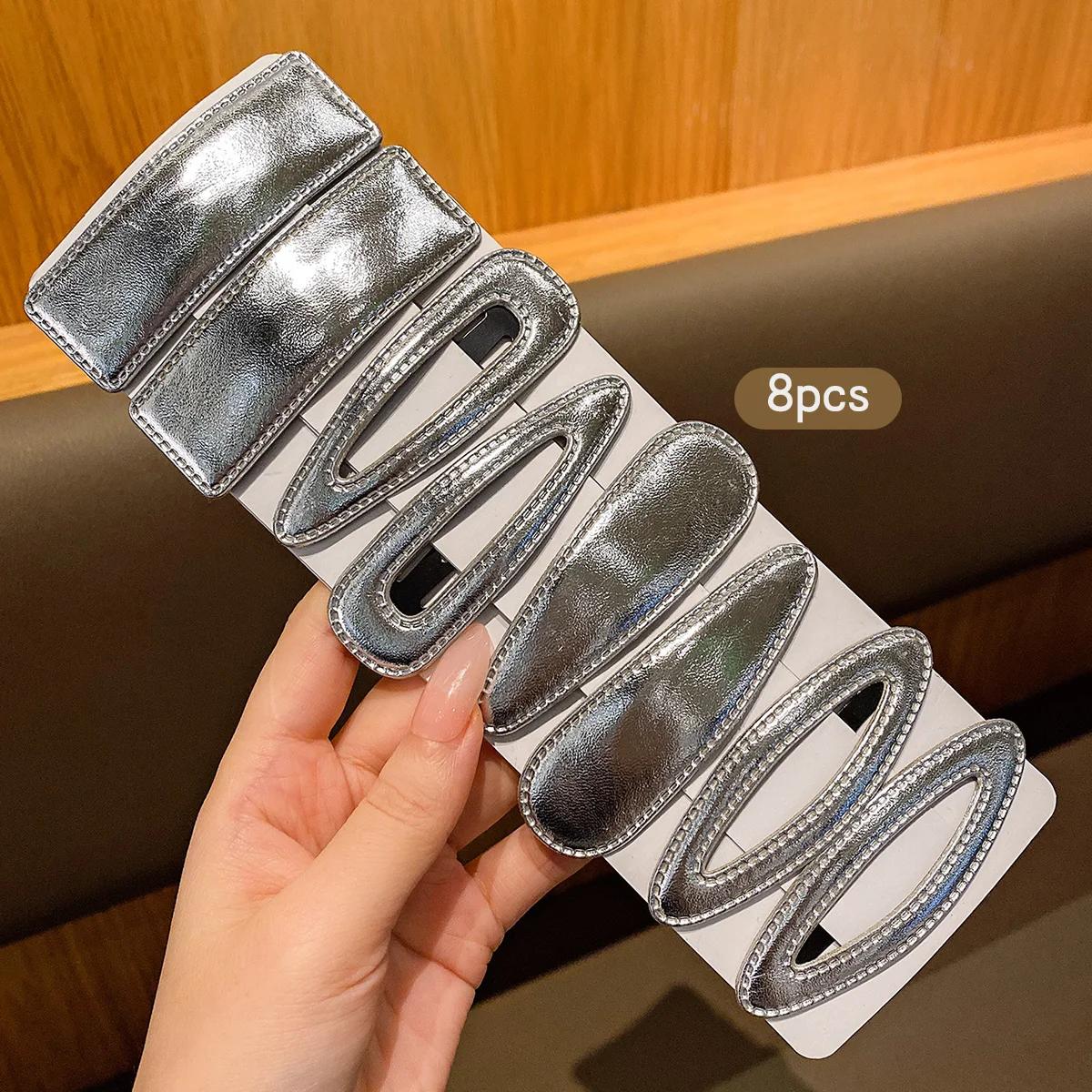 Clips BB en argent avec accessoires pour cheveux doux et élégants, adaptés à un usage quotidien, 8 p