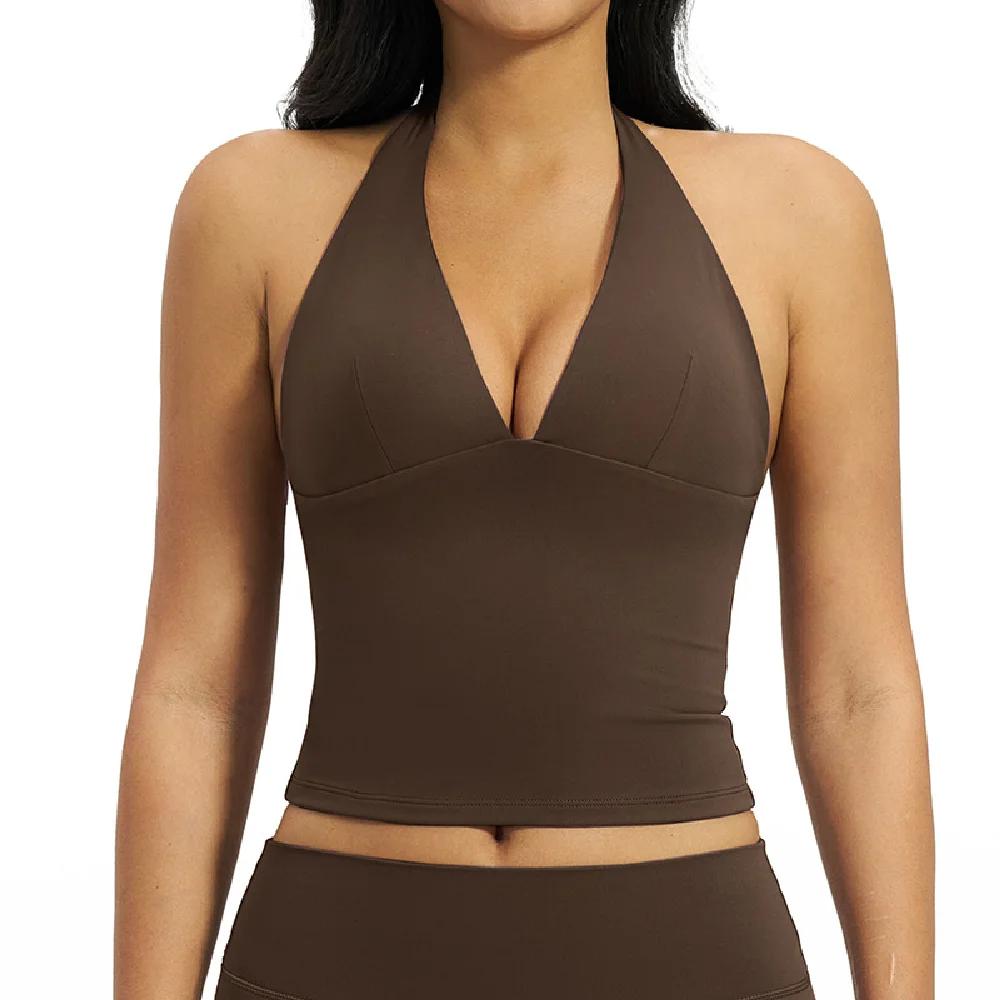 Soutien-gorge de sport sexy à décolleté plongeant pour femme, idéal pour le yoga, la gym, la course