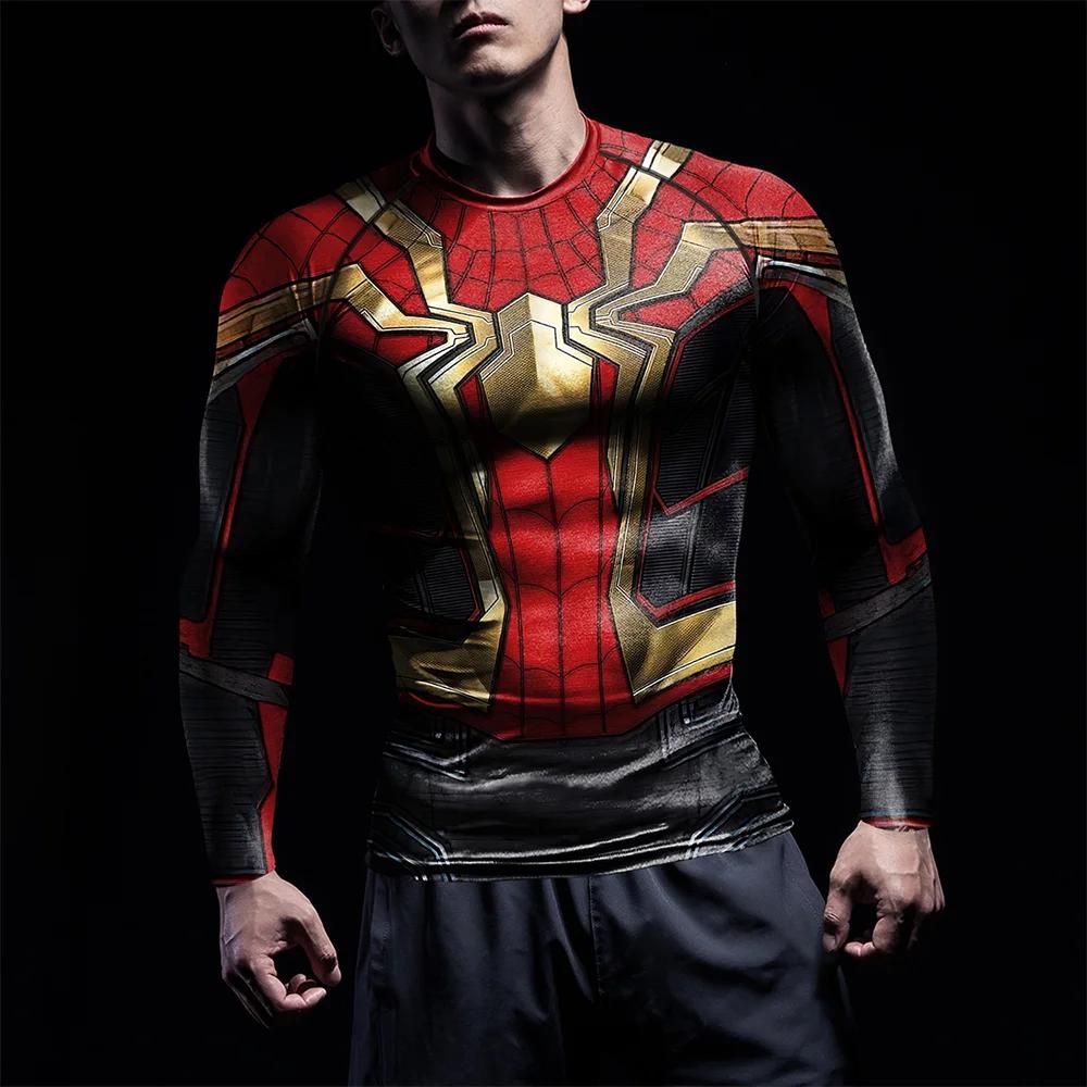 Nouveau T-shirt à manches longues pour homme 2026, imprimé Spider-Man, pour le sport et le fitness,