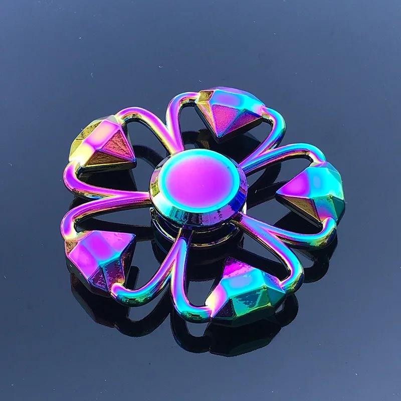 Jouets Fidget Spinner en métal arc-en-ciel, roulement en acier inoxydable, soulagement du Stress à g