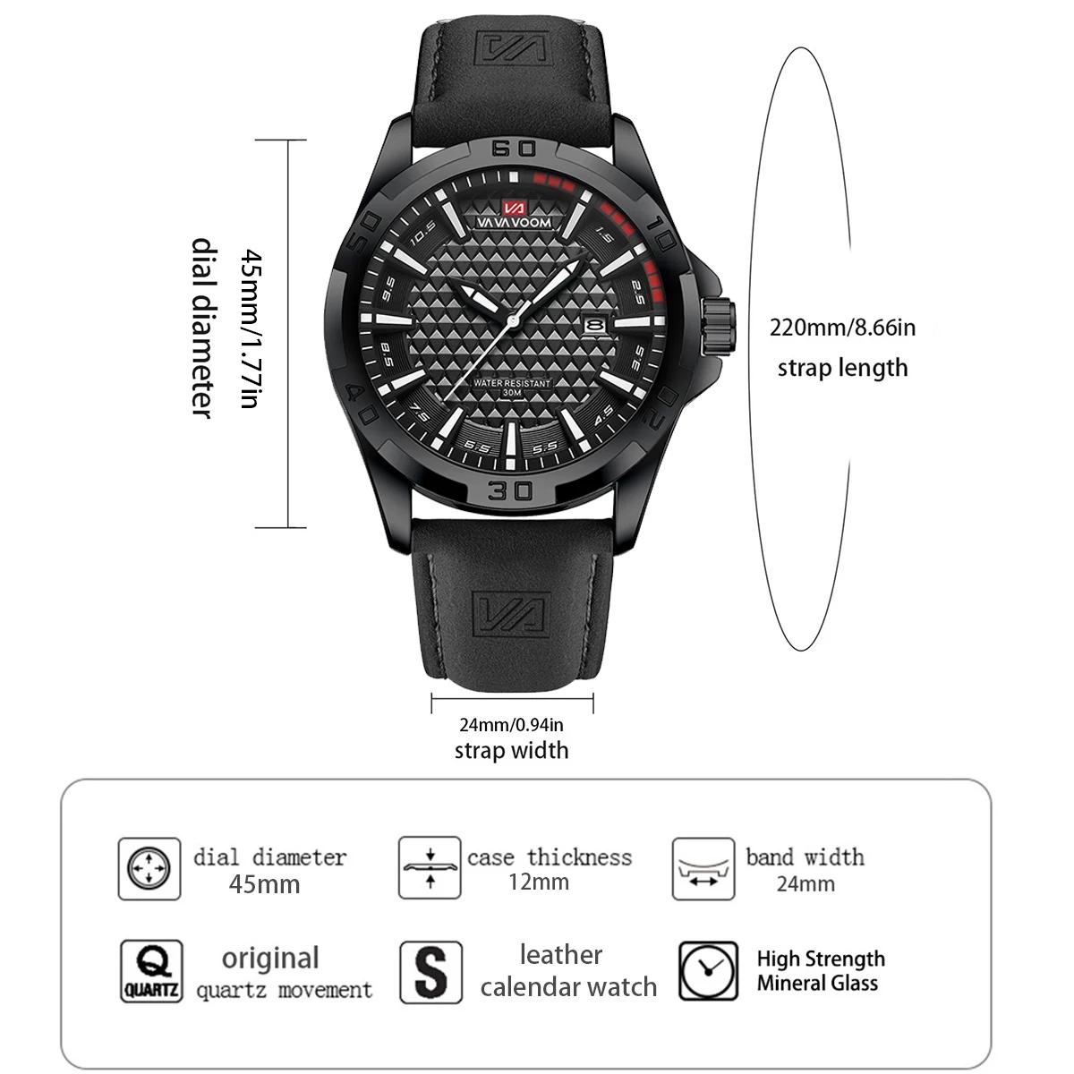 VA VA VOOM hommes Sport décontracté militaire Quartz calendrier montre-bracelet pour homme d'affaire