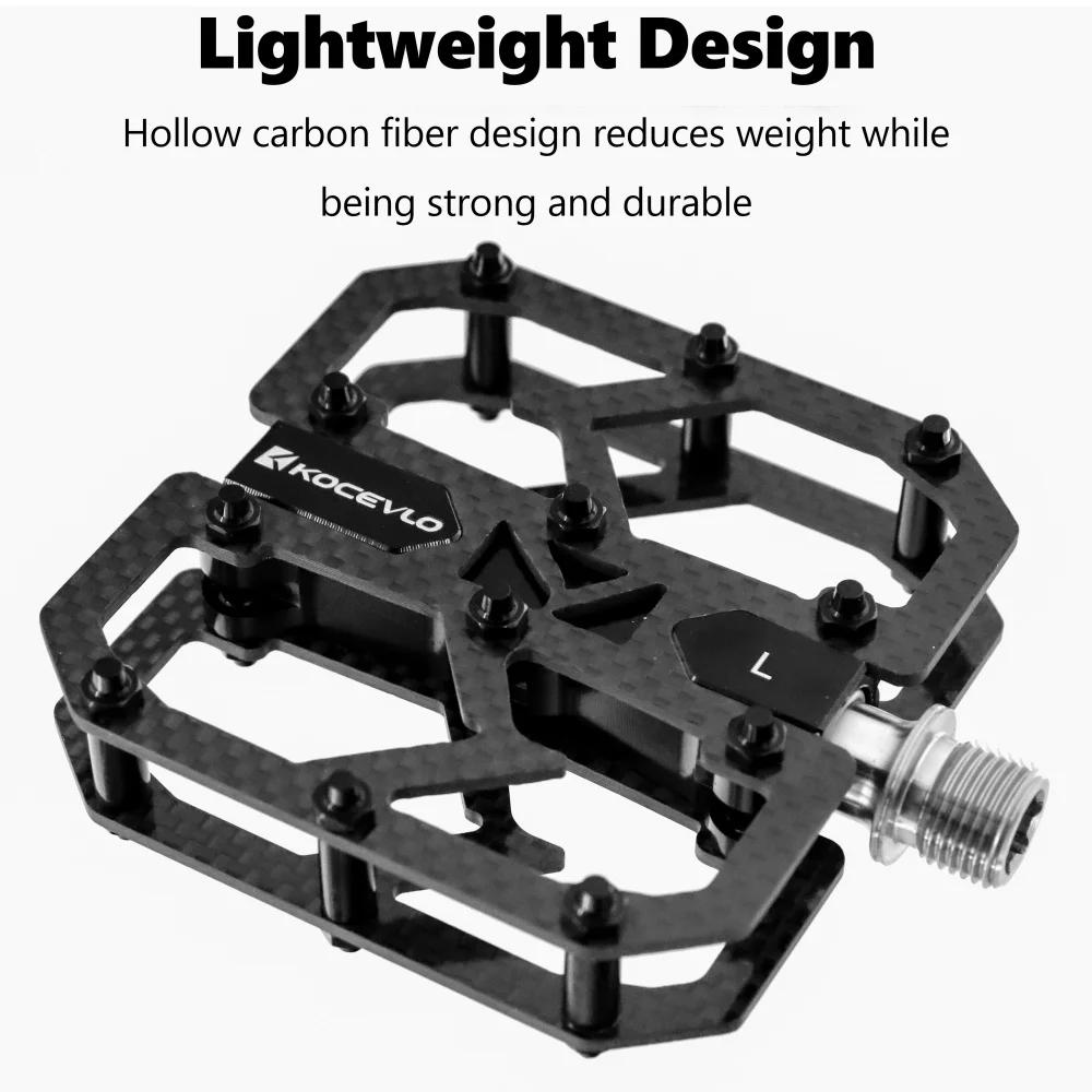 KOCEVLO pédale en Fiber de carbone ultralégère 195g vtt arbre en titane 3 roulements pédale de vélo