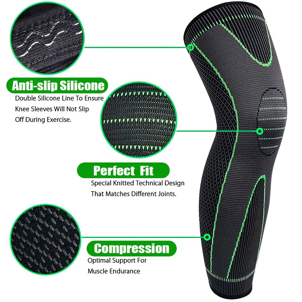 Manchons de Compression de jambe complète, 1 paire, genouillères, protection de soutien pour l'halté