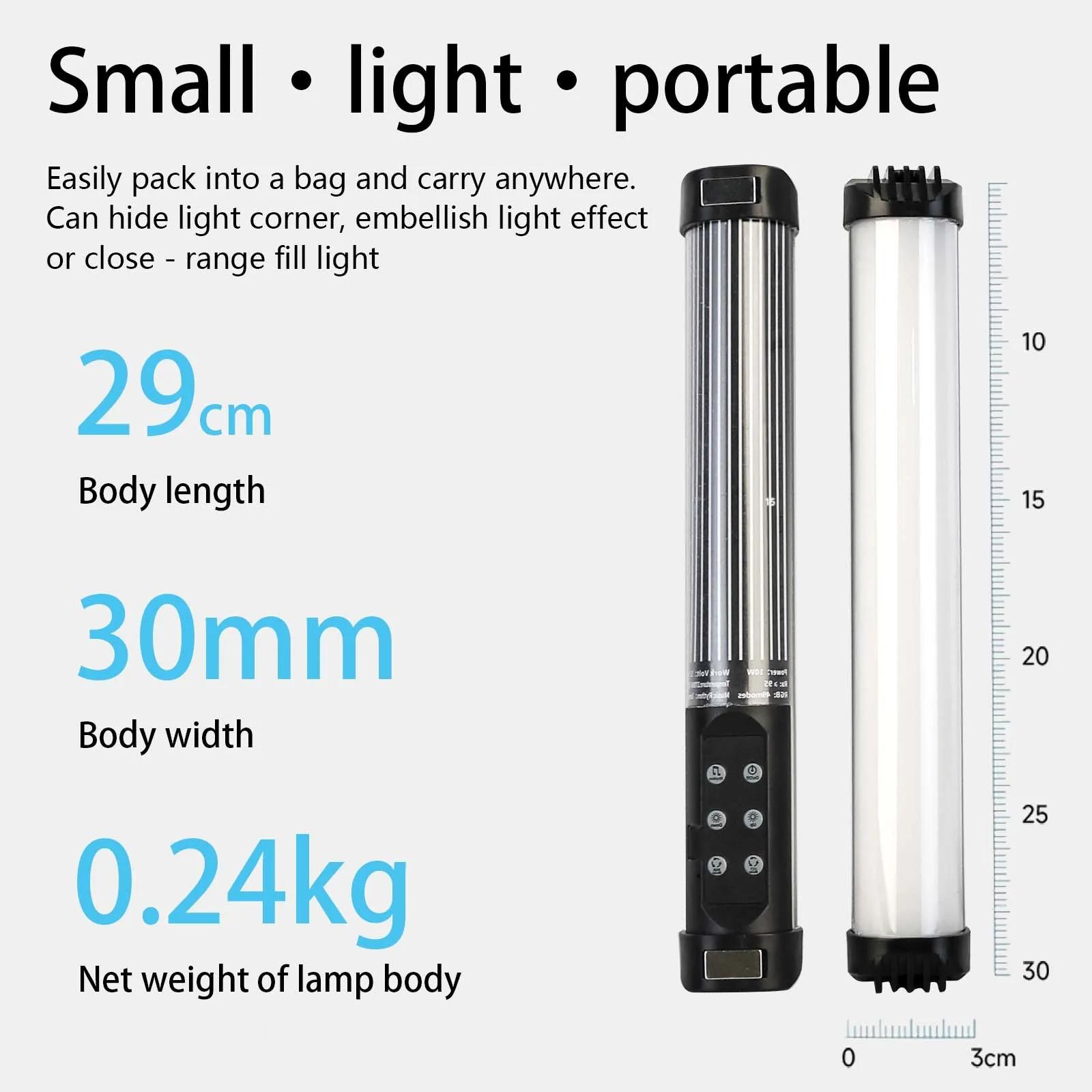Mini éclairage photographique magnétique RGB 2700-7500K, bâton de lumière de remplissage LED portati
