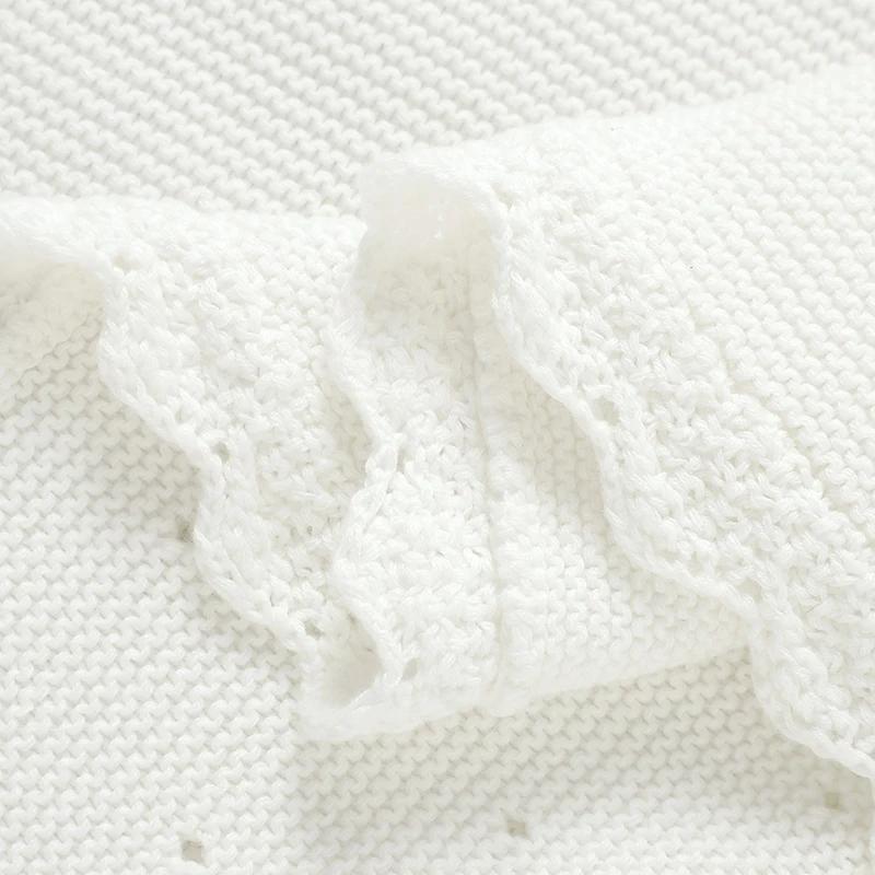 Couvertures de baptême pour bébé, 100x80cm, tricot doux en coton avec coutures croisées, pour nouvea