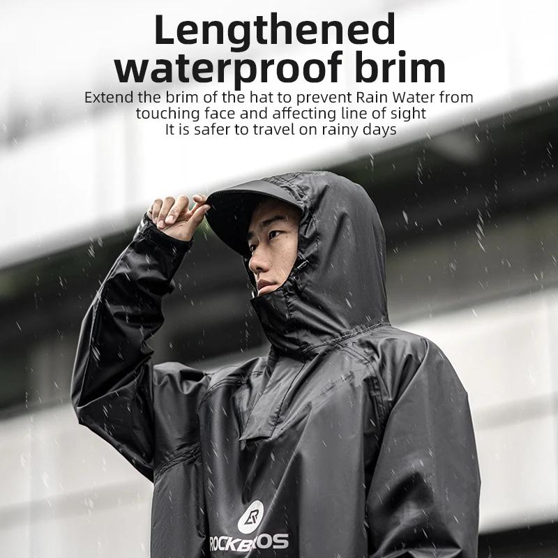 ROCKBROS-Poncho de pluie avec capuche pour homme et femme, imperméable, coupe-vent, voyage, camping,