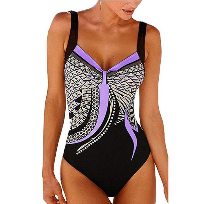 Maillot de bain une pièce Vintage pour femmes, contrôle du ventre, Monokini, Sexy, imprimé, vêtement