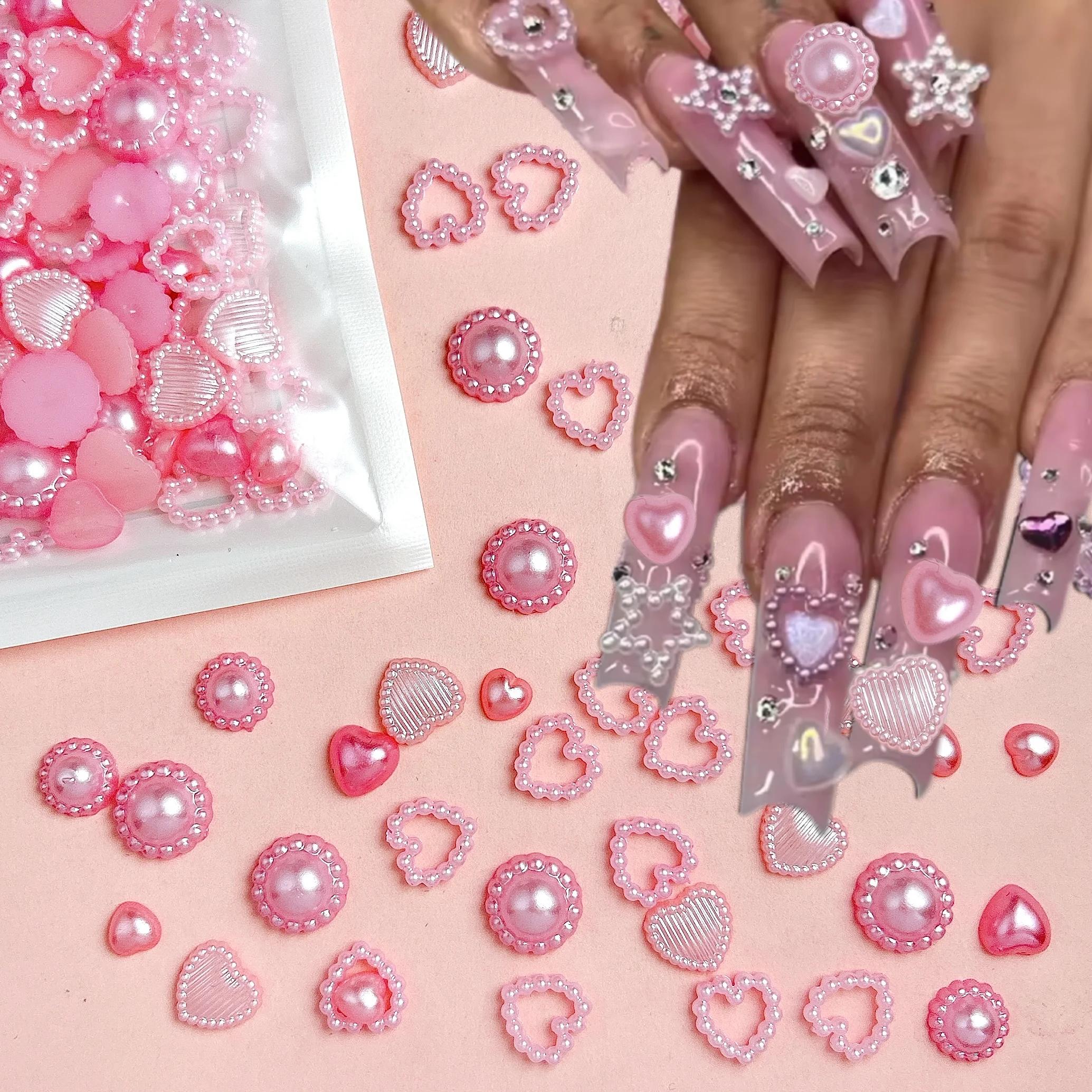 Breloques rondes minimalistes pour ongles, couleur unie, tournesol, perles artificielles réalistes,