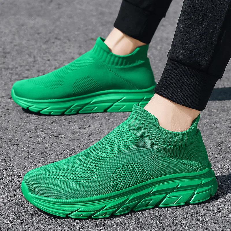 Baskets respirantes à enfiler pour hommes et femmes, chaussures de jogging, chaussettes légères, bas