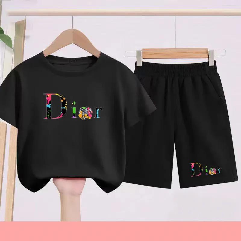 T-shirt de sport noir pour enfants de 3 à 12 ans, ensemble de vêtements de sport, short, ensemble de
