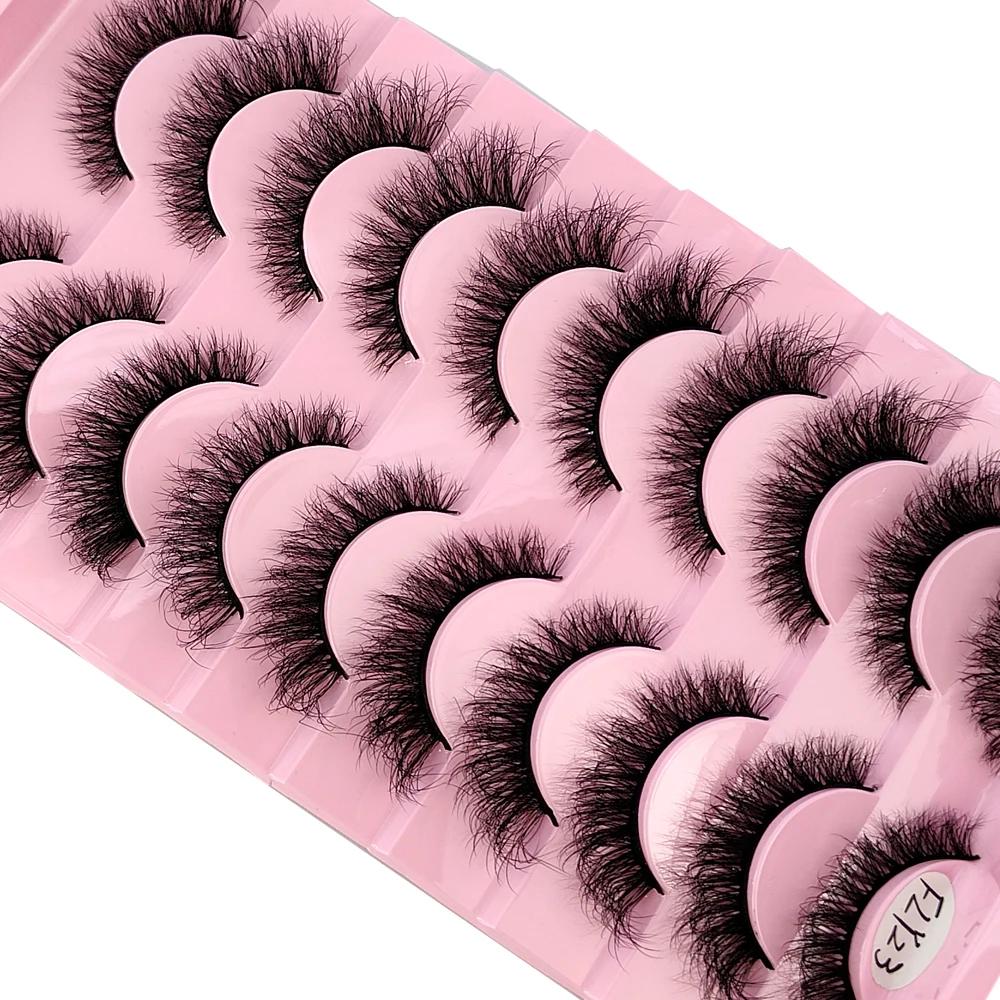 Faux-cils 3D en faux vison, 10 paires, faits à la main, naturels, nude, maquillage, simulation, croi