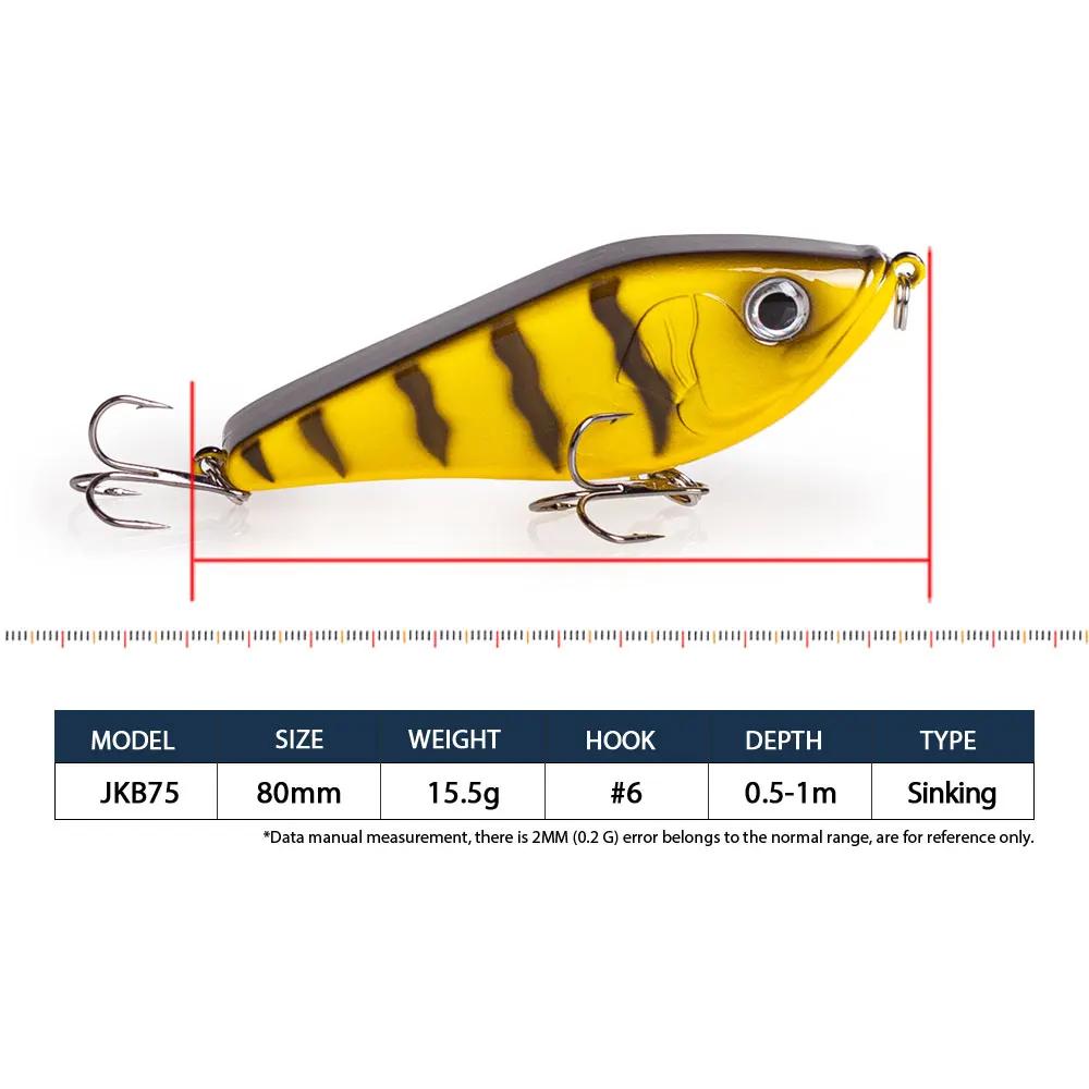 Leurre de pêche Jerkbait Musky 80mm/15.5g pour brochet, Jerk VIB, leurres Musky à coulée lente, wobb