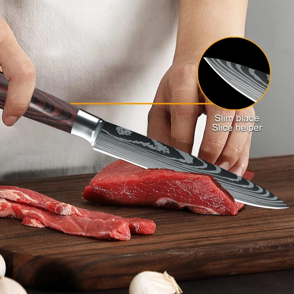 MDHAND 6 Styles couteaux de Chef de cuisine en acier inoxydable à haute teneur en carbone couteau à