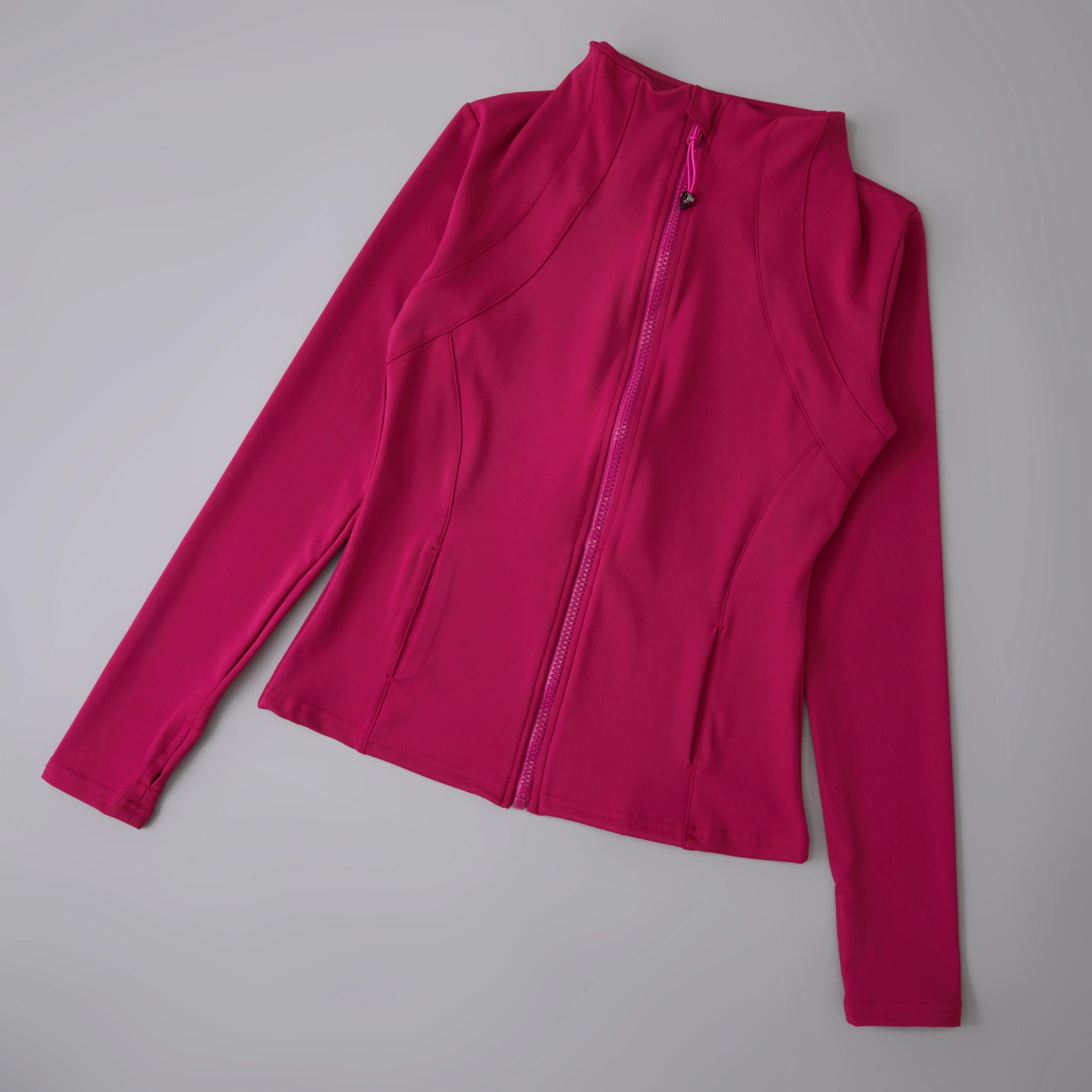 Veste de yoga femme manches longues spandex avec fermeture éclair complète et trou pour pouce
