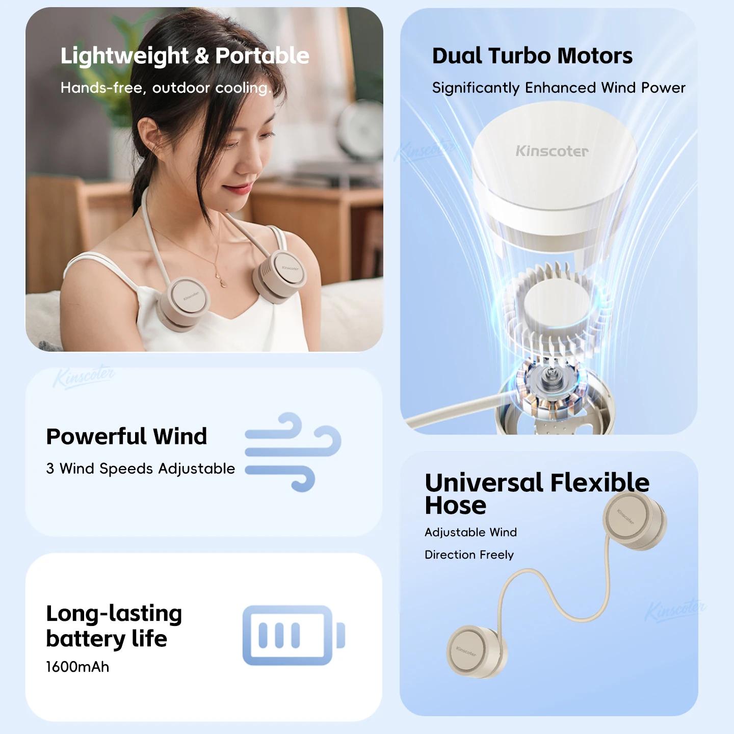 Ventilateur de nuque Power ventilador Bladeless Neckband Fan Portable Mini Air Cooler USB Rechargeab