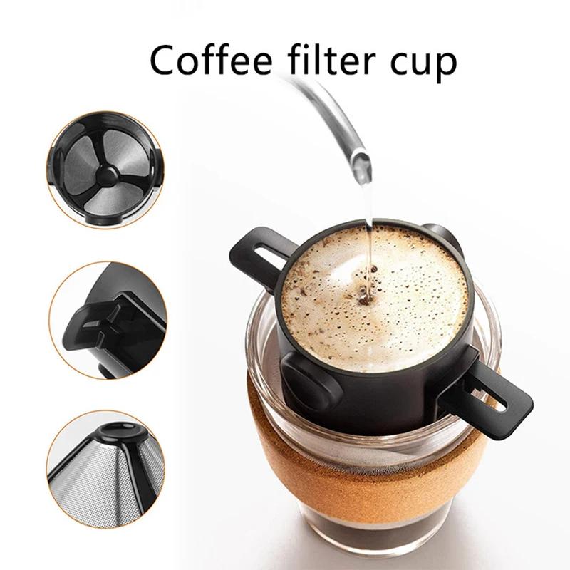 Filtre à café Portable, entonnoir réutilisable, infuseur à thé, goutte-à-goutte en acier inoxydable,